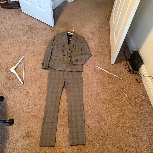 Like new Womens Banana Republic double breasted plaid Suit SET Pants Jacket 2 4 - Picture 2 of 15
